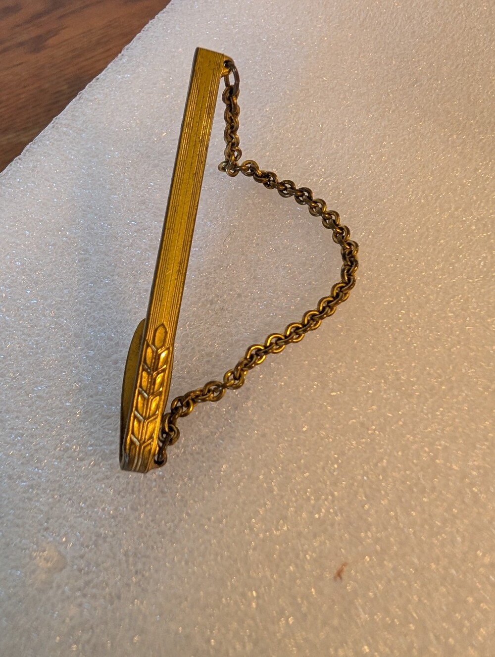 Vintage Gold Tone Tie Bar with Chain